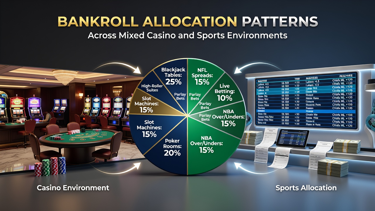 Visualization of bankroll distribution between casino tables and sports betting markets