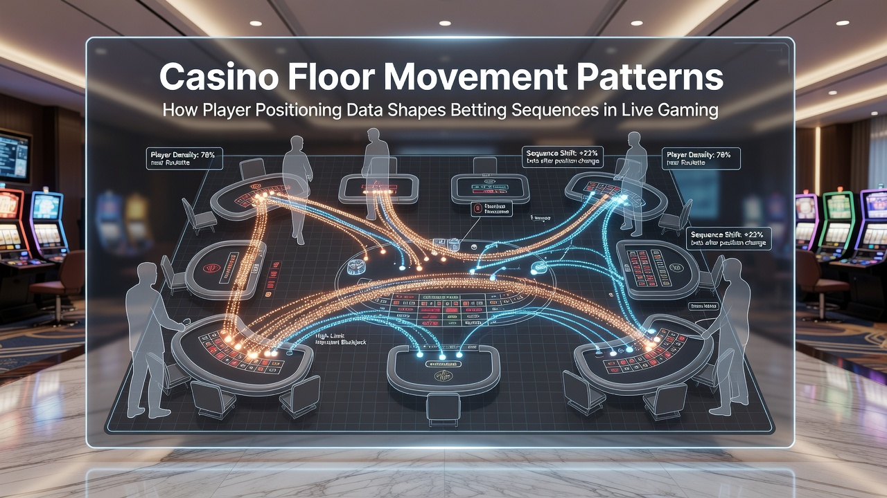 Heat map overlay displaying player dwell times and betting activity zones on a casino floor