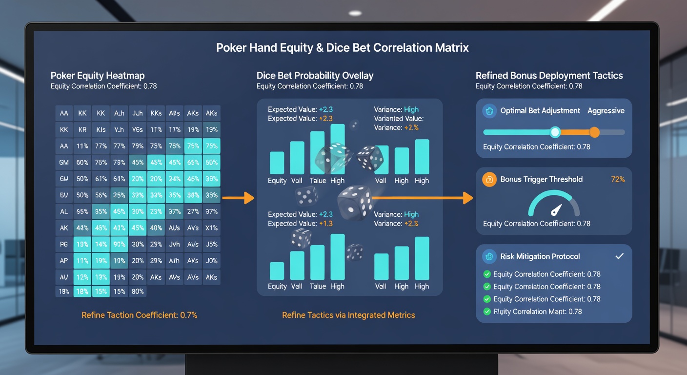 Side-by-side comparison of poker equity simulations and craps probability charts for bonus optimization