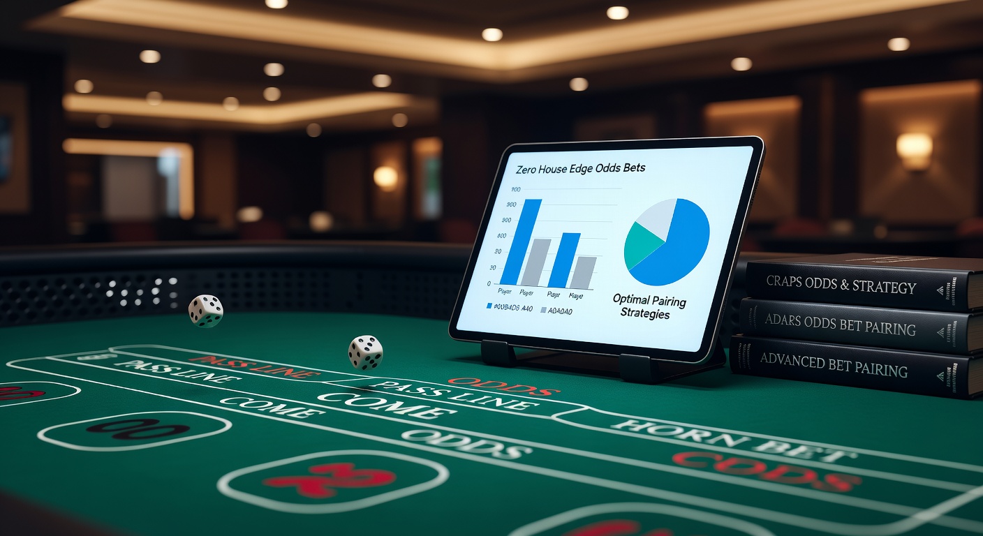 Craps table layout highlighting odds betting areas with chips stacked behind the pass line