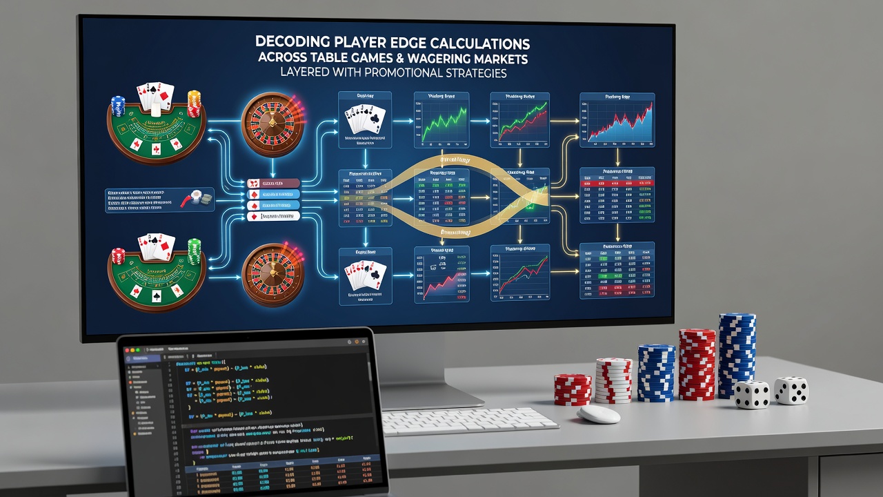 Illustration of promotional bonus structures overlaid on player edge metrics in multiple wagering formats
