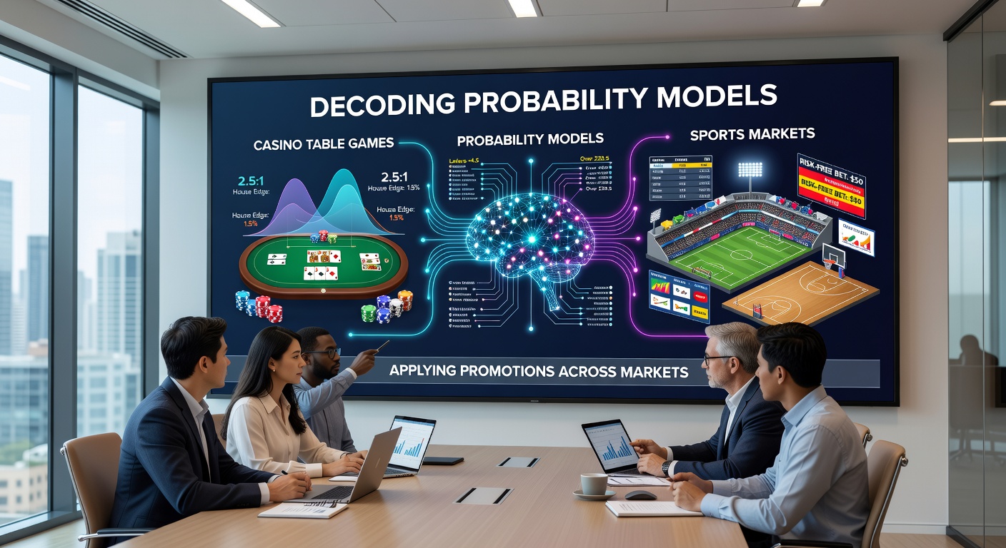 Diagram illustrating probability distributions in sports markets and casino bonus scenarios