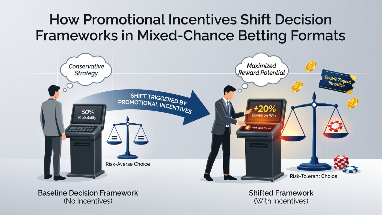 Visual representation of promotional incentives affecting betting decision frameworks in mixed-chance formats