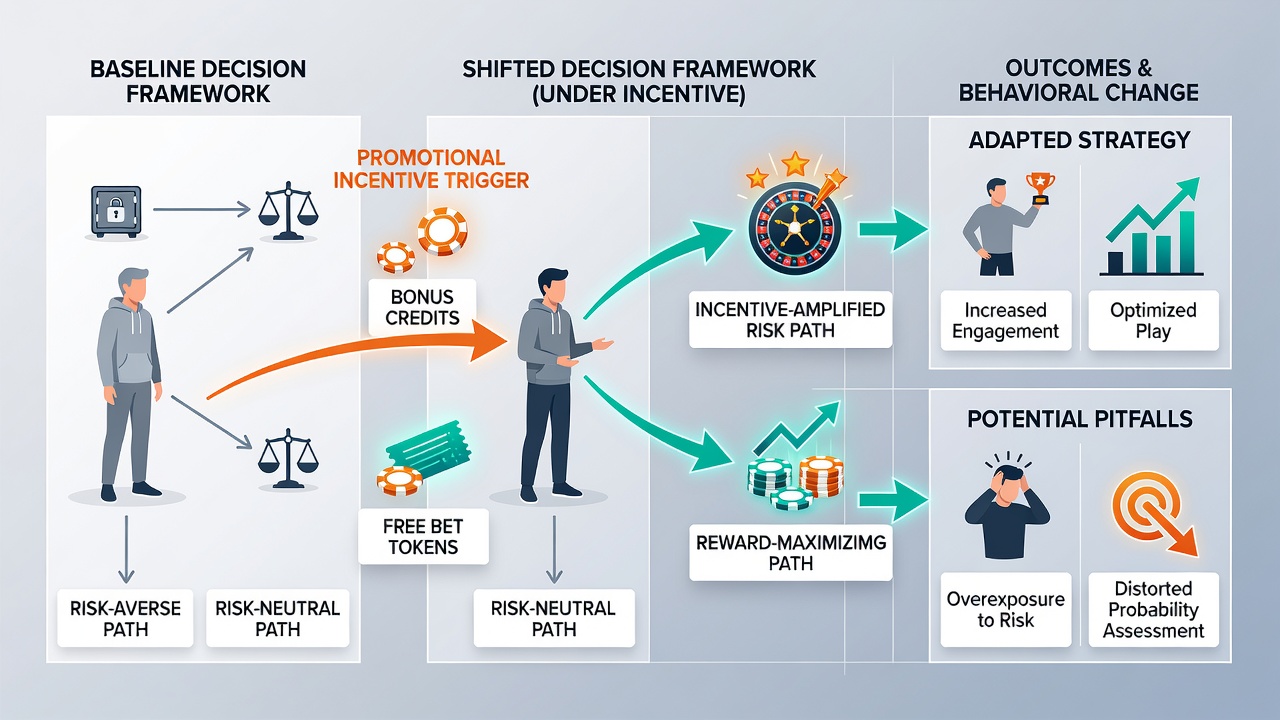Illustration showing player decision shifts under promotional incentive conditions in hybrid betting