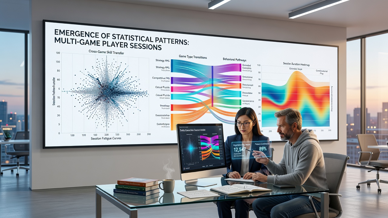 Data visualization charts displaying outcome distributions from multi-game casino sessions over time