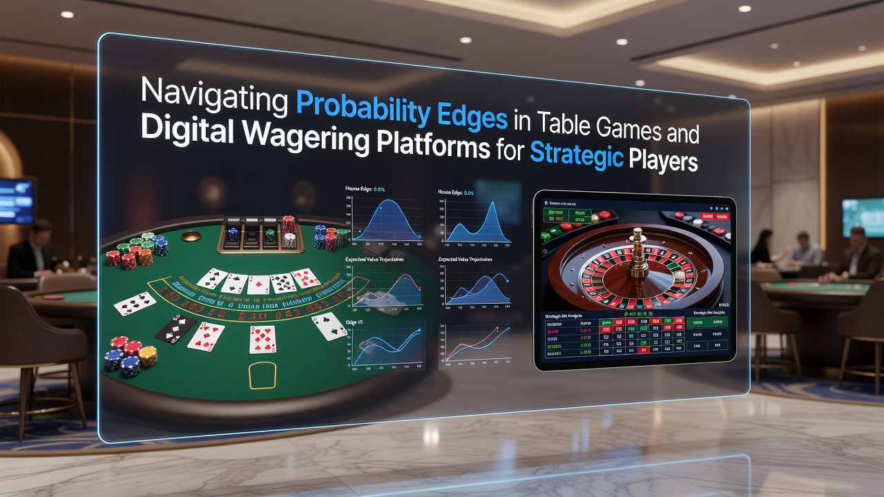 Close up view of a roulette wheel and digital probability dashboard side by side