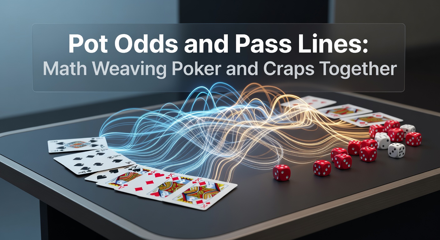 Craps dice rolling toward a pass line bet marker on a vibrant table, symbolizing low-house-edge plays