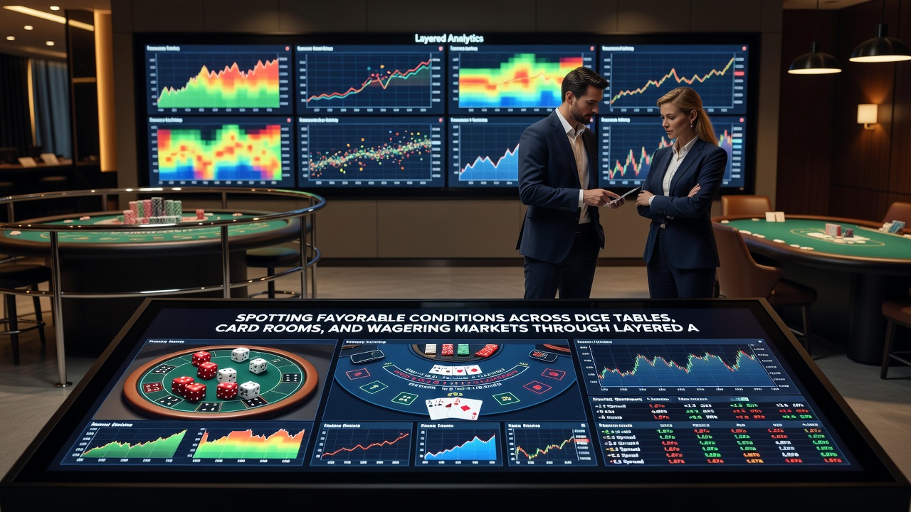 Card room floor plan highlighting player flow layers and market timing indicators
